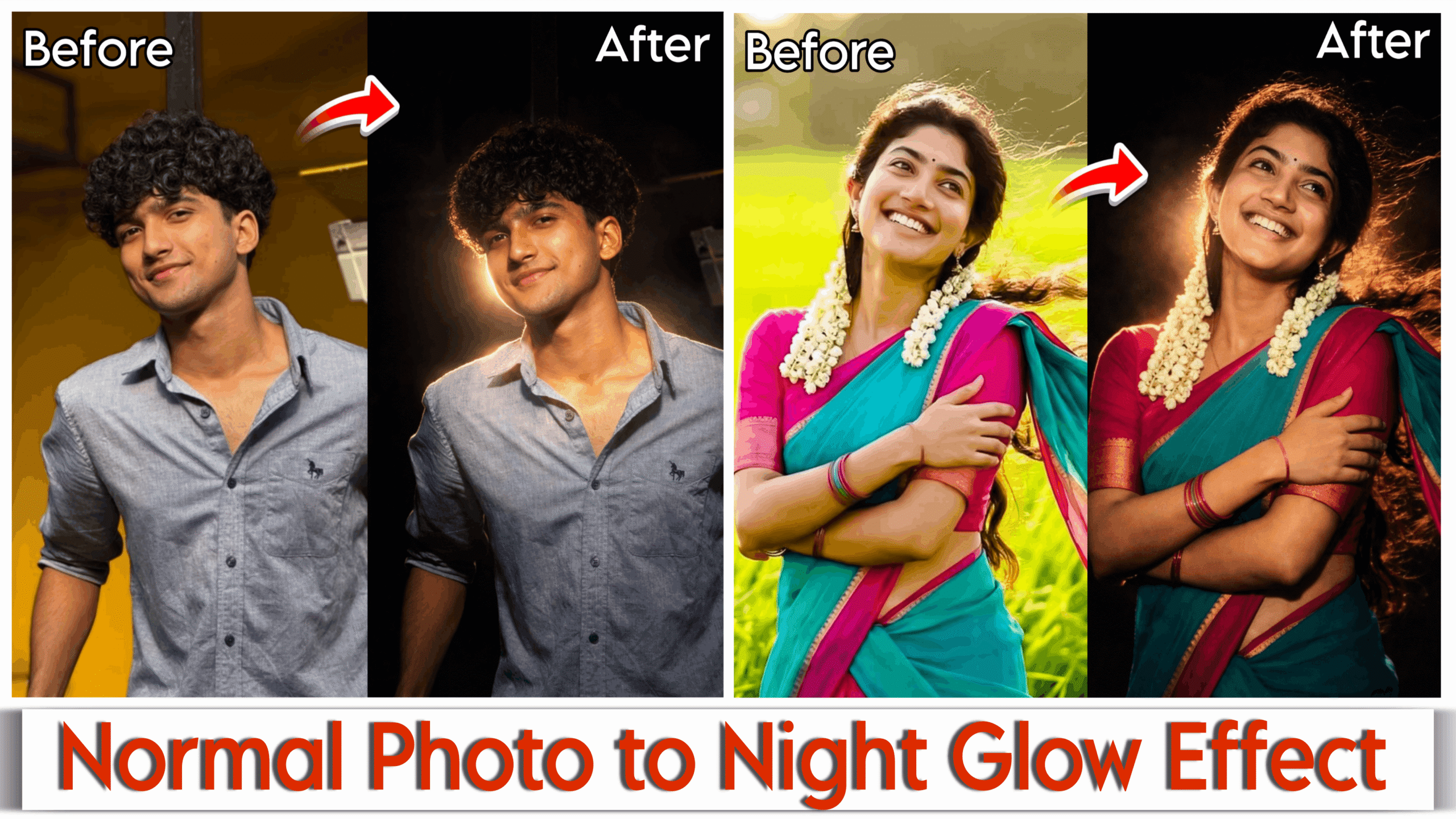 Normal Photo to Night Glow Effect ChatGPT Prompts